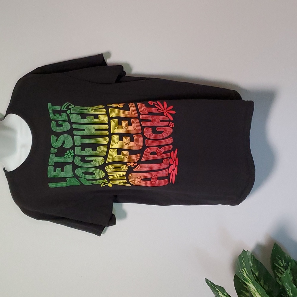 Let's Get Together and Feel Alright Tshirt, Size L NWOT